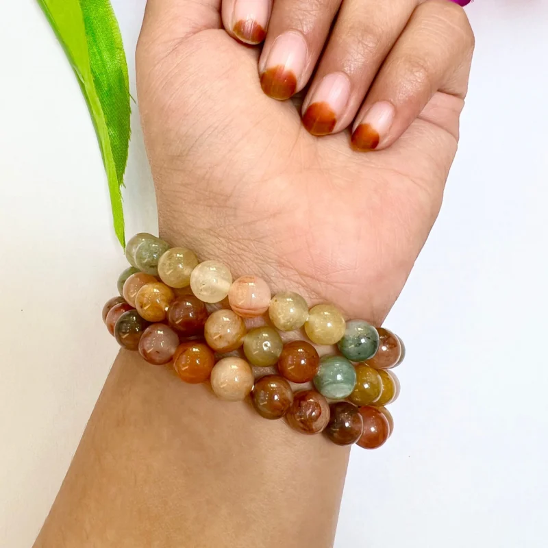 Mixed Rutilated Quartz Round Beaded Bracelet 8 MM Stretch Bracelet - Image 4