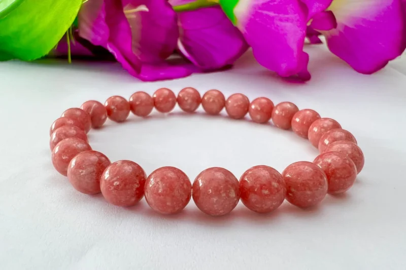Thulite Stone Round Beaded Bracelet 8 MM