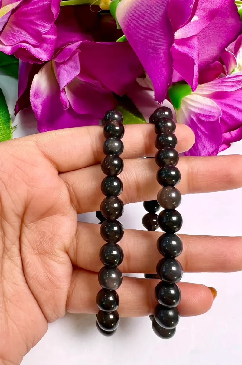 Apache Tears Stone  Round Beaded Bracelet 8 MM Stretch Bracelet - Image 3