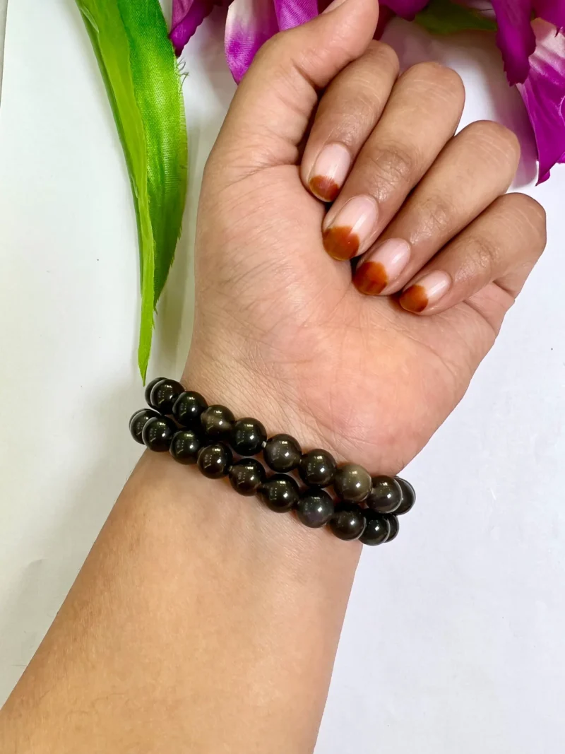 Apache Tears Stone  Round Beaded Bracelet 8 MM Stretch Bracelet - Image 4