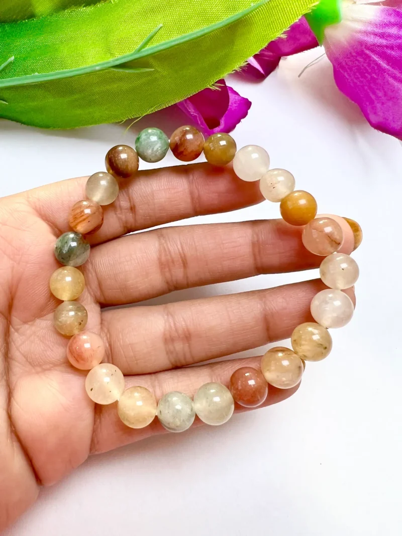 Mixed Rutilated Quartz Round Beaded Bracelet 8 MM Stretch Bracelet