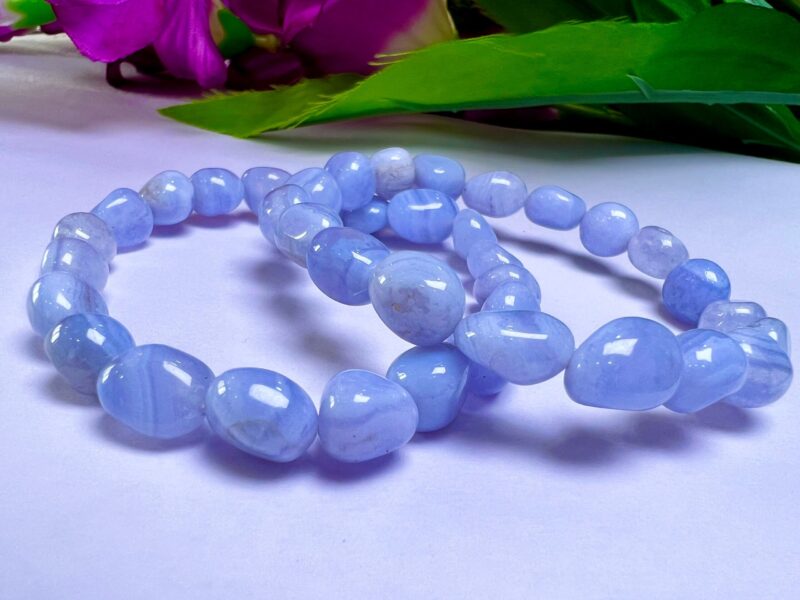 Blue lace Agate Stone Tumbled Bracelet 8mm - Image 2