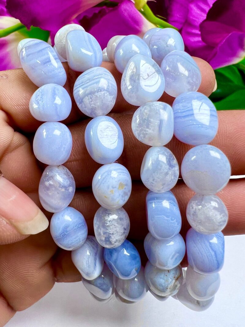 Blue lace Agate Stone Tumbled Bracelet 8mm - Image 3