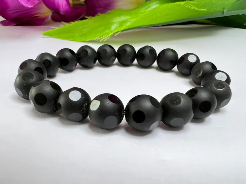 Rainbow Obsidian Round Football Faceted Beaded Bracelet 10 MM Stretch Bracelet - Image 3