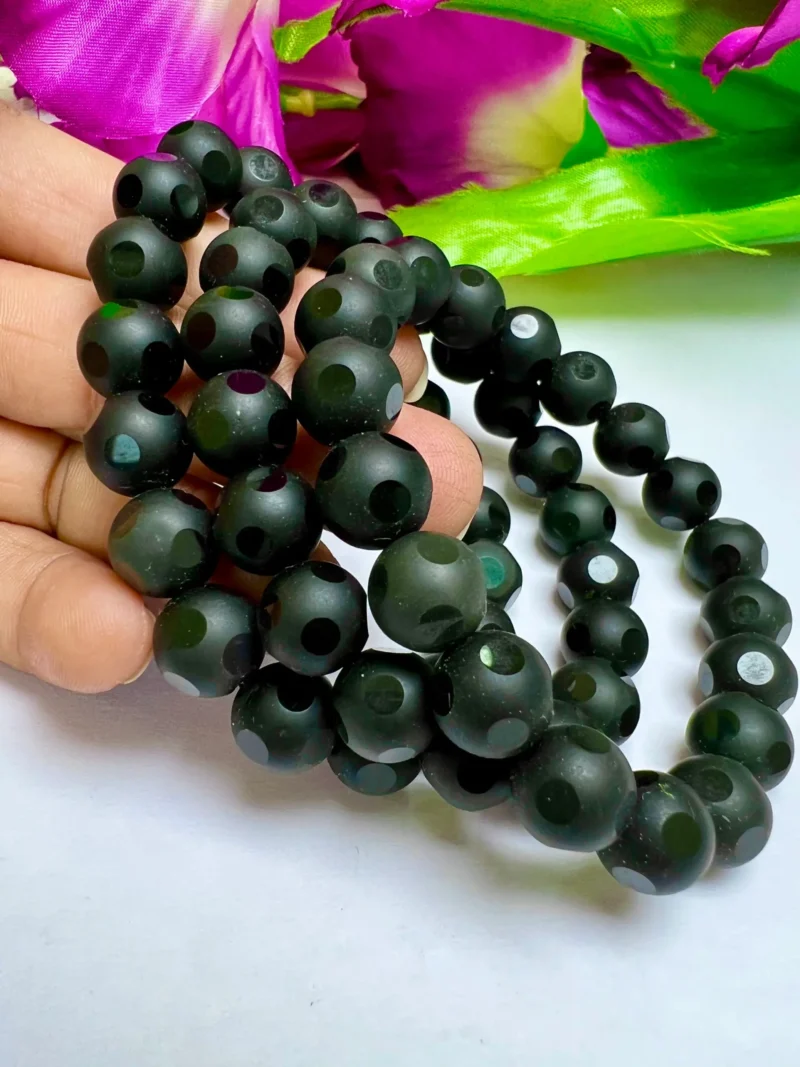 Rainbow Obsidian Round Football Faceted Beaded Bracelet 10 MM Stretch Bracelet - Image 4