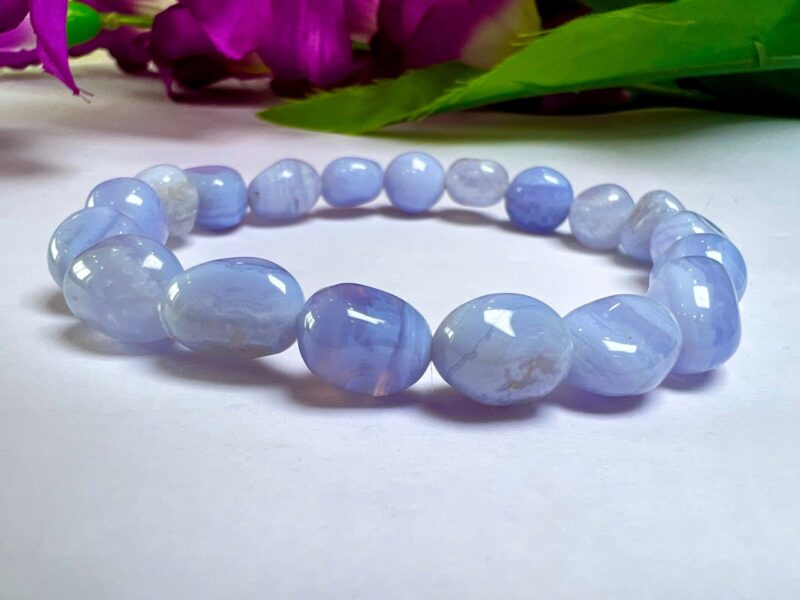Blue lace Agate Stone Tumbled Bracelet 8mm