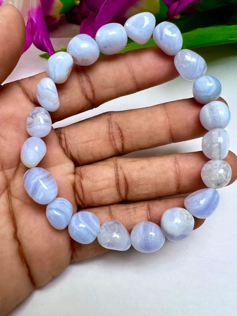 Blue lace Agate Stone Tumbled Bracelet 8mm - Image 8