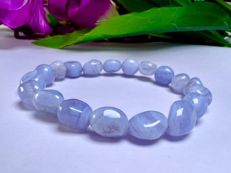 Blue lace Agate Stone Tumbled Bracelet 8mm - Image 10