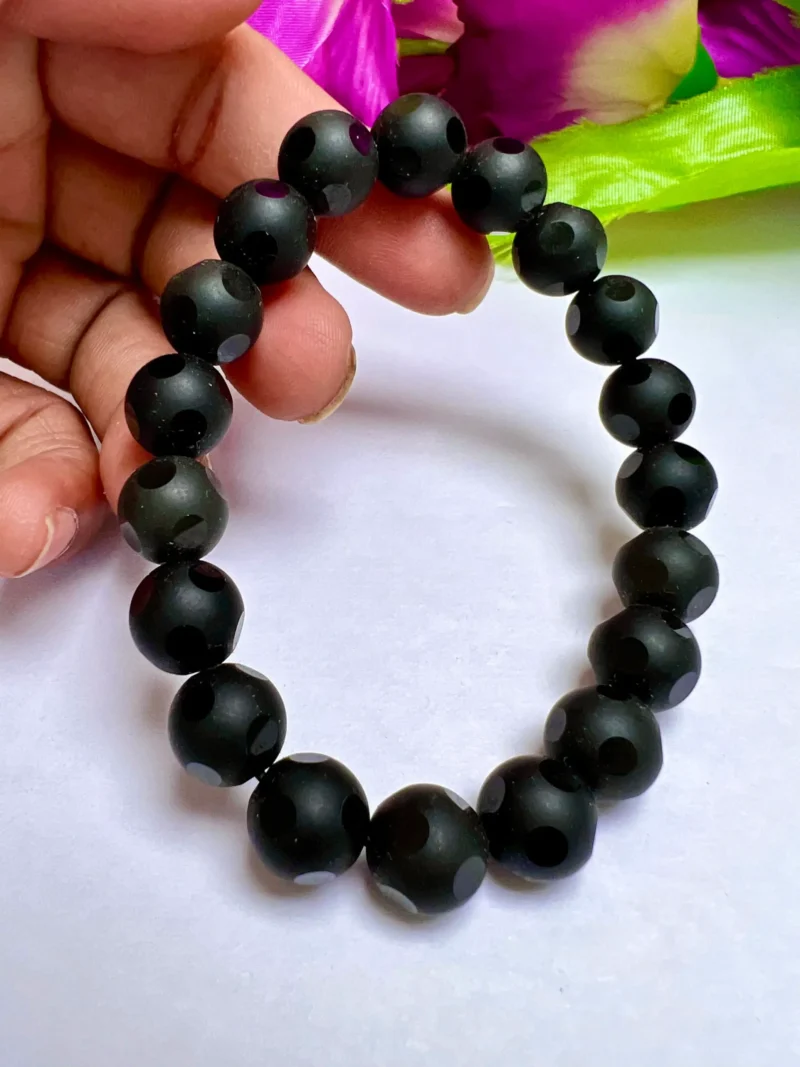 Rainbow Obsidian Round Football Faceted Beaded Bracelet 10 MM Stretch Bracelet - Image 7