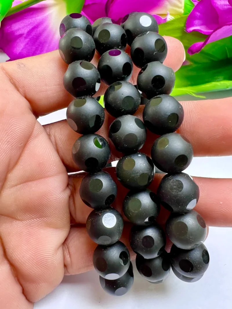 Rainbow Obsidian Round Football Faceted Beaded Bracelet 10 MM Stretch Bracelet - Image 8