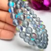 Labrodorite Aura Quartz Stone Round Beaded Bracelet 8 MM Anxiety Intention Calming Bracelet, Tranquility Crystal Bracelet Stretch Bracelet