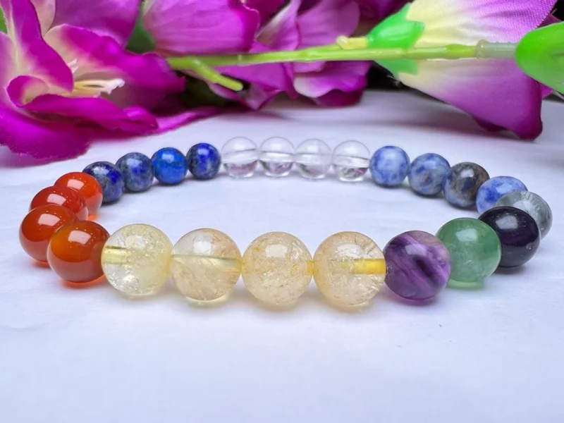 VIRGO Zodiac Sign Crystal Stone Bracelet 8 mm Citrine , Carnelian , Satyaloka  ,Lapis Lazuli ,Sodalite , Fluorite - Image 10