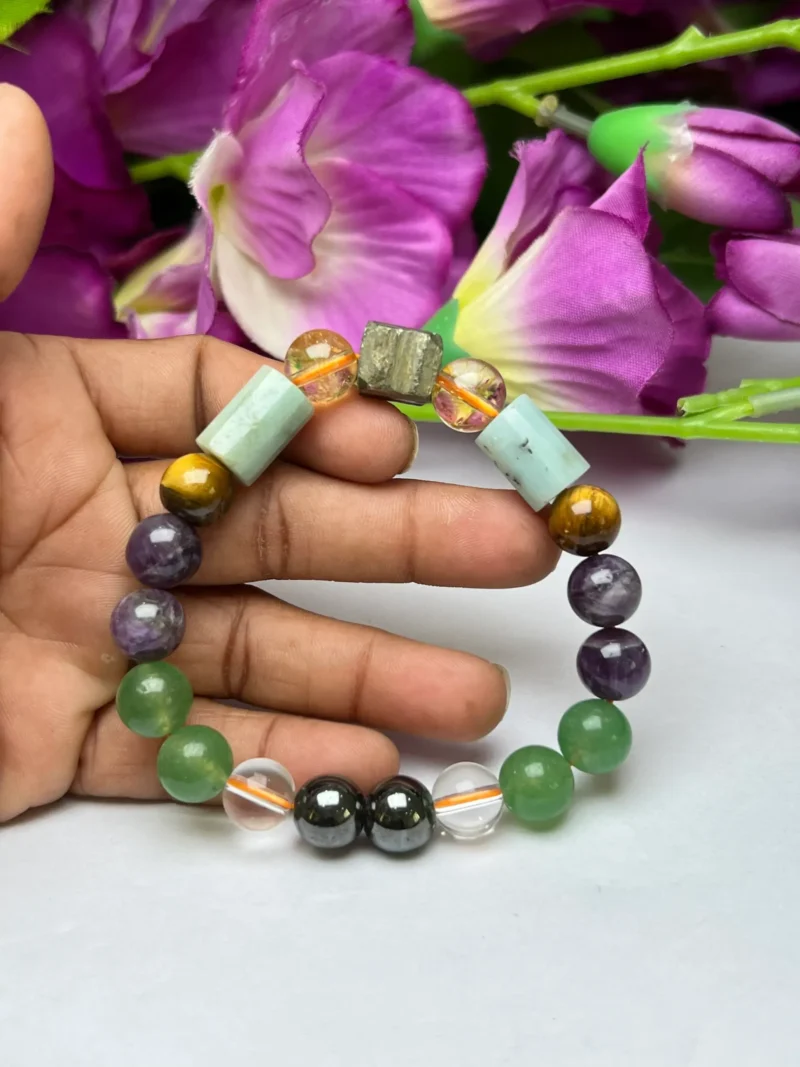 Money Magic Stone Bracelet 10 MM Bead Bracelet Citrine ,Amethyst Tiger eye ,Amazonite ,Pyrite ,Magnetite ,Green Aventurine & Crystal Quartz - Image 3