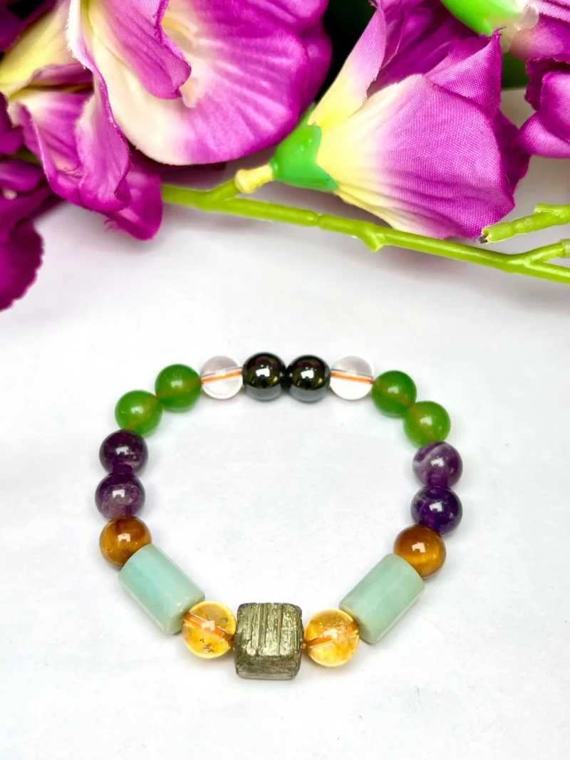 Money Magic Stone Bracelet 10 MM Bead Bracelet Citrine ,Amethyst Tiger eye ,Amazonite ,Pyrite ,Magnetite ,Green Aventurine & Crystal Quartz - Image 4
