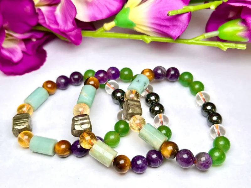 Money Magic Stone Bracelet 10 MM Bead Bracelet Citrine ,Amethyst Tiger eye ,Amazonite ,Pyrite ,Magnetite ,Green Aventurine & Crystal Quartz - Image 5