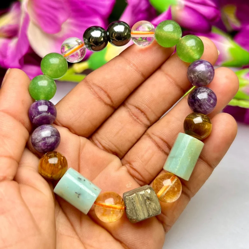 Money Magic Stone Bracelet 10 MM Bead Bracelet Citrine ,Amethyst Tiger eye ,Amazonite ,Pyrite ,Magnetite ,Green Aventurine & Crystal Quartz - Image 7