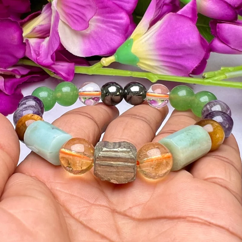 Money Magic Stone Bracelet 10 MM Bead Bracelet Citrine ,Amethyst Tiger eye ,Amazonite ,Pyrite ,Magnetite ,Green Aventurine & Crystal Quartz - Image 8