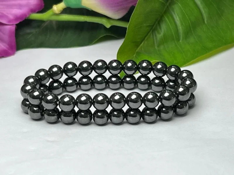 Magnetite Stone Round Beaded Bracelet 8 MM Stretch Bracelet - Image 8