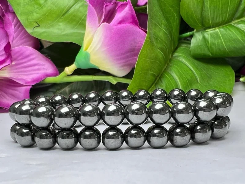 Magnetite Stone Round Beaded Bracelet 8 MM Stretch Bracelet
