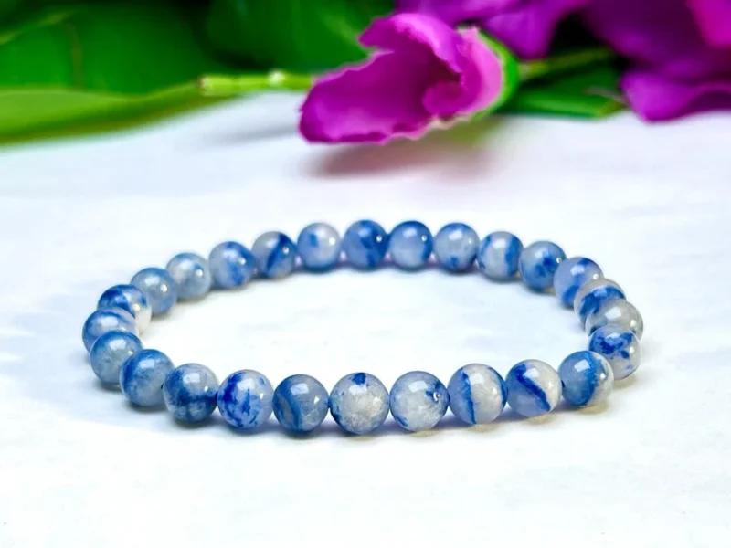 Dumortierite Stone Bracelet Round Beaded Bracelet 6 MM Stretch Bracelet - Image 9