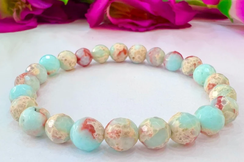 Caribbean Calcite Stone Bracelet 8 MM Cutting Stretch Bracelet
