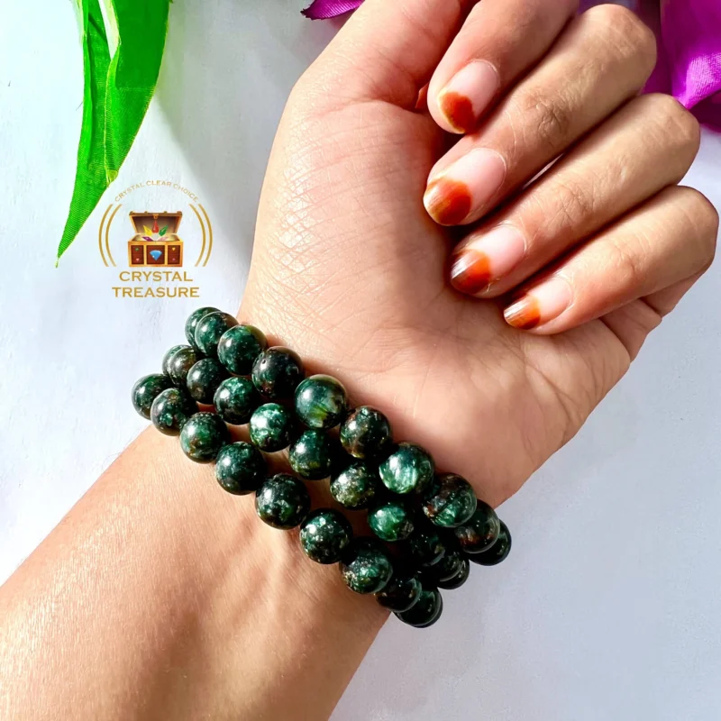 Seraphinite Stone Round Beaded Bracelet 8mm Stretch Bracelet - Image 4