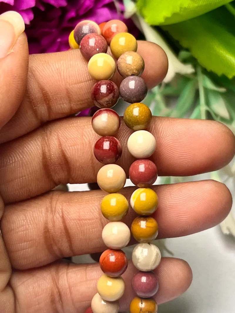 6 MM Mookite Jasper Stone Round Beaded Stretch Bracelet - Image 2