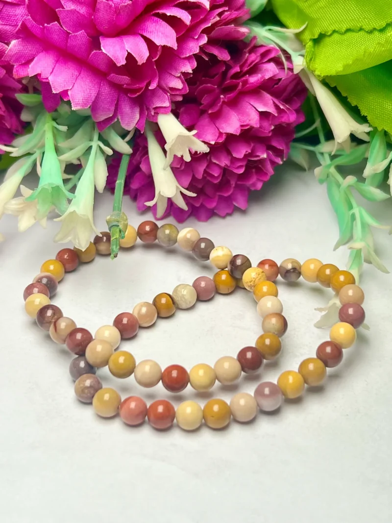 6 MM Mookite Jasper Stone Round Beaded Stretch Bracelet - Image 3