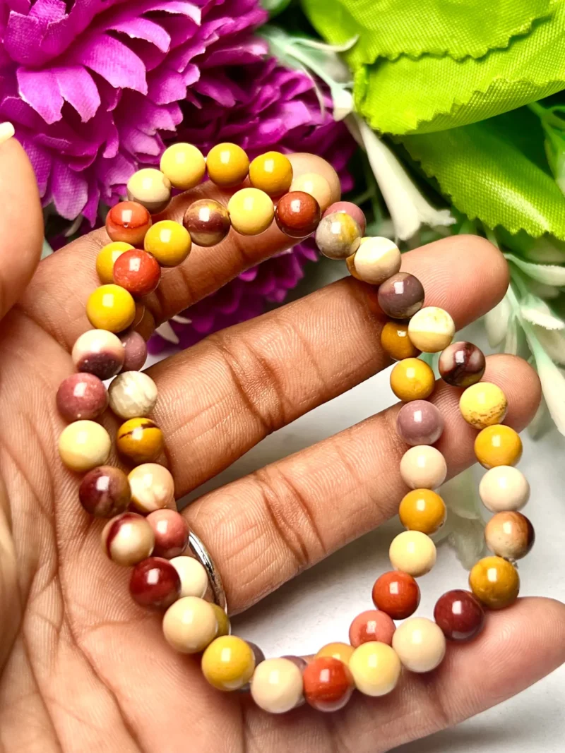 6 MM Mookite Jasper Stone Round Beaded Stretch Bracelet - Image 4