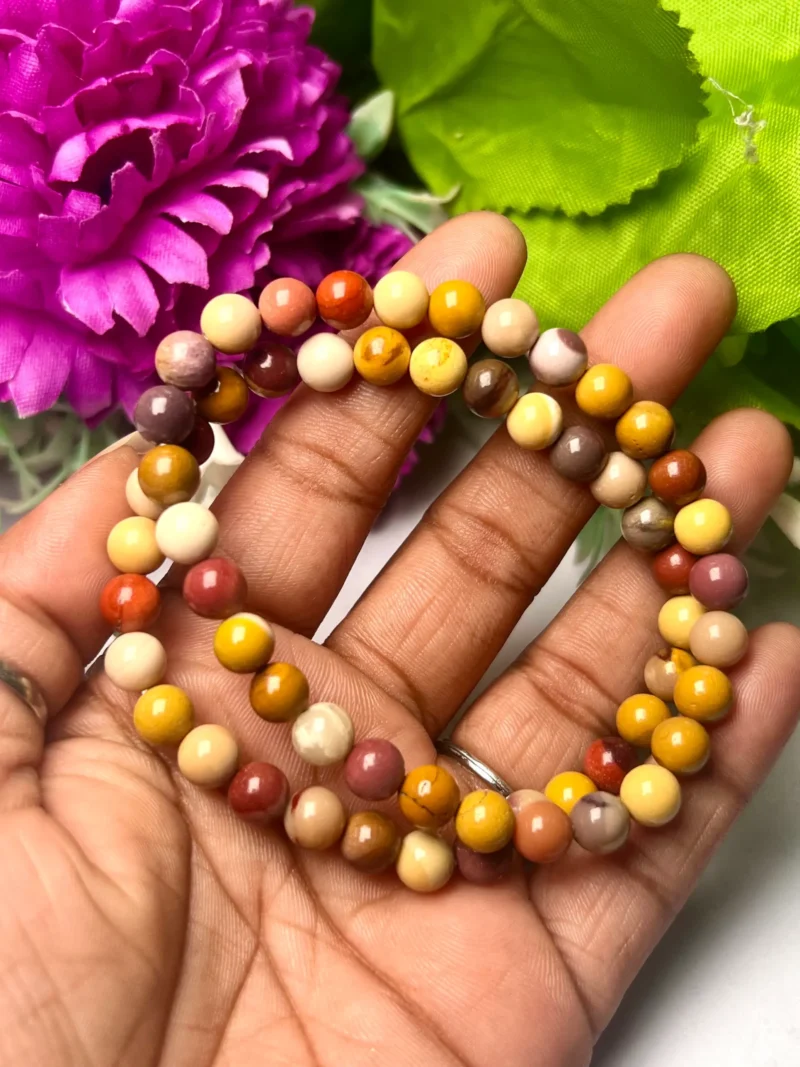 6 MM Mookite Jasper Stone Round Beaded Stretch Bracelet - Image 5
