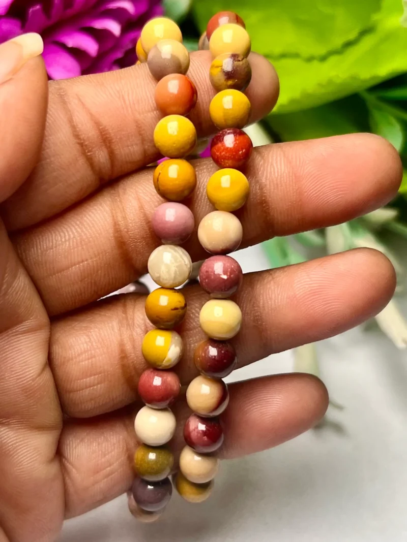 6 MM Mookite Jasper Stone Round Beaded Stretch Bracelet - Image 7