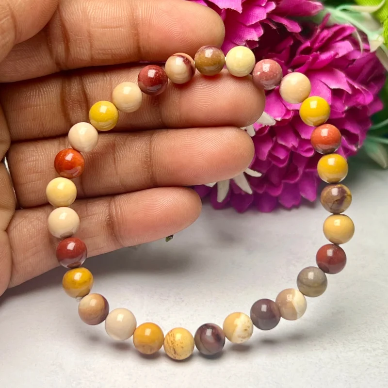 6 MM Mookite Jasper Stone Round Beaded Stretch Bracelet - Image 8