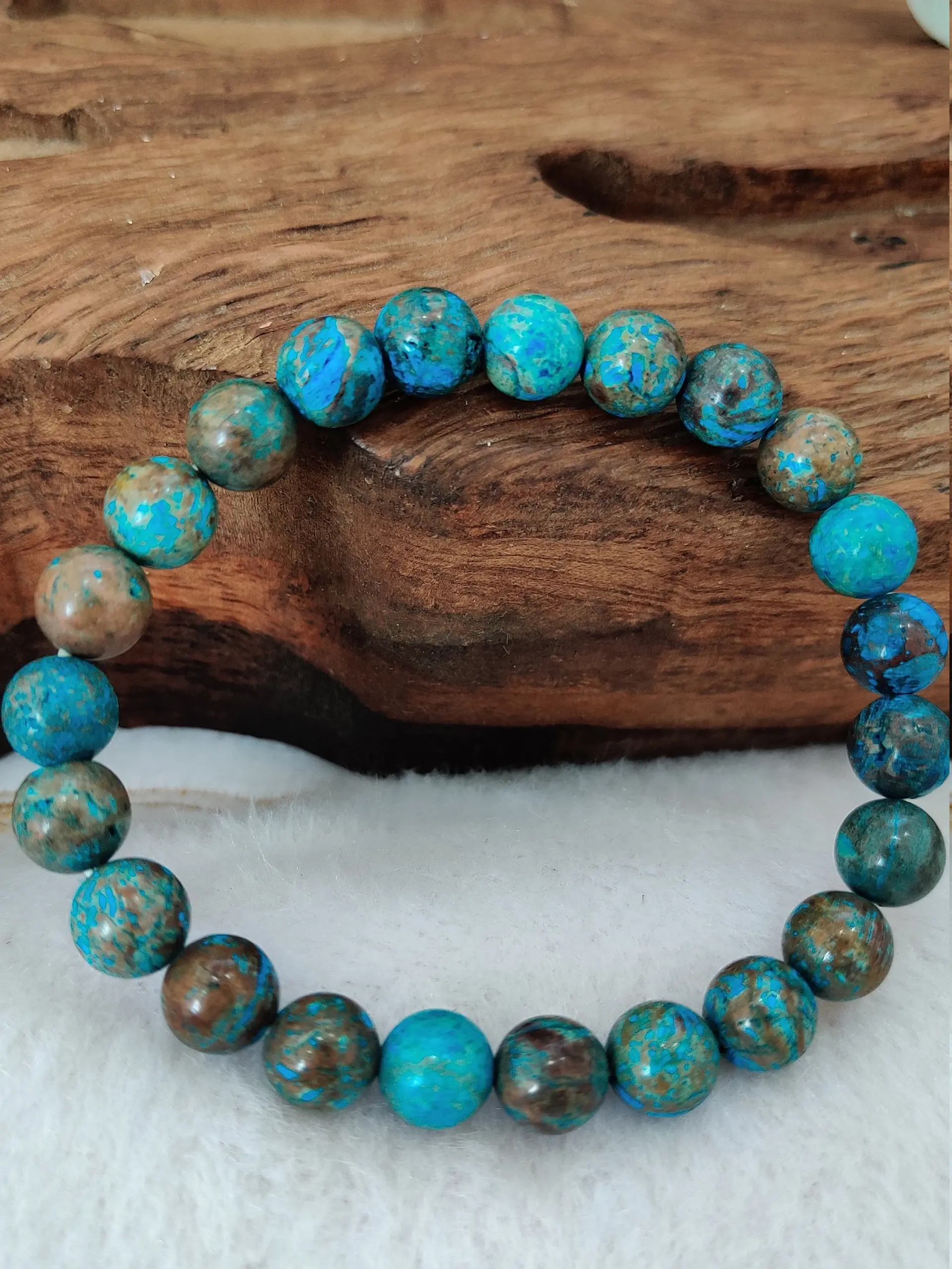 Chrysocolla Stone Round Beaded Bracelet 8 MM - Image 8