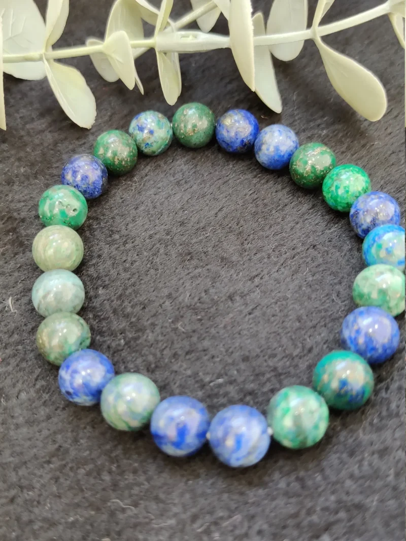 Azurite Stone Round Beaded Bracelet 6 MM 8 MM 10 MM  Stretch Bracelet - Image 2