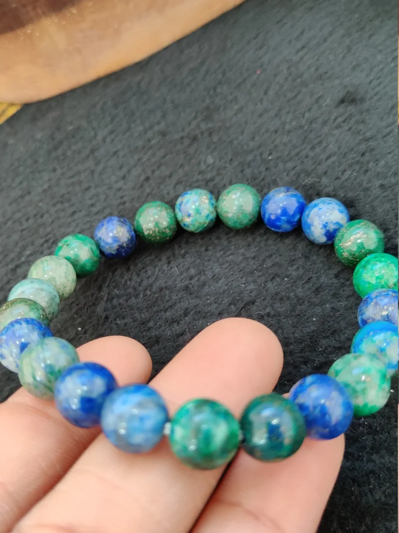 Azurite Stone Round Beaded Bracelet 6 MM 8 MM 10 MM  Stretch Bracelet - Image 5