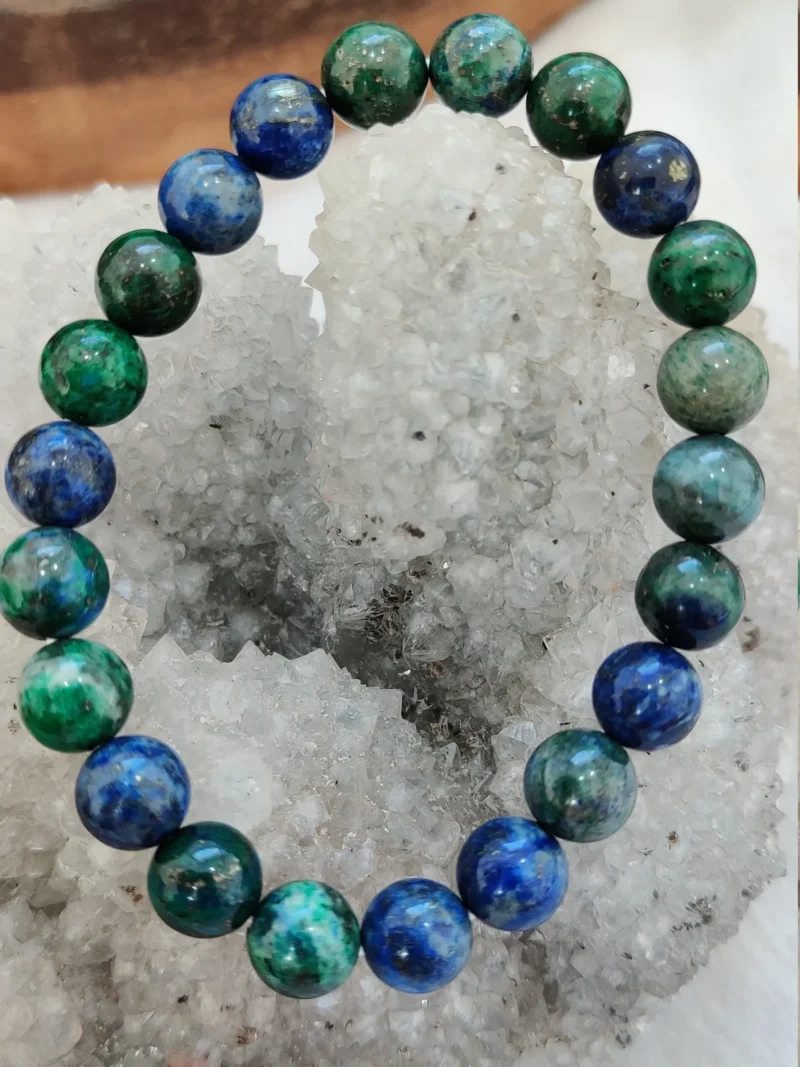 Azurite Stone Round Beaded Bracelet 6 MM 8 MM 10 MM  Stretch Bracelet - Image 6