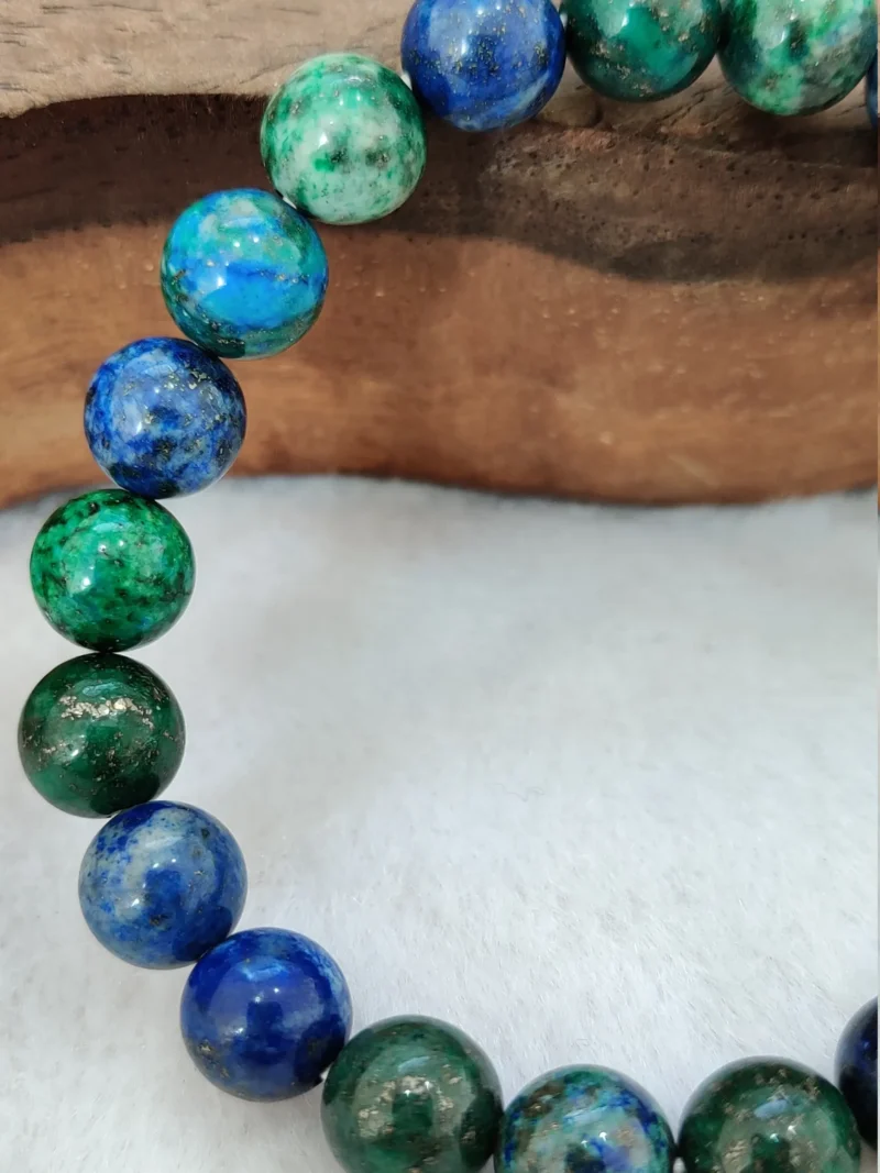 Azurite Stone Round Beaded Bracelet 6 MM 8 MM 10 MM  Stretch Bracelet - Image 7