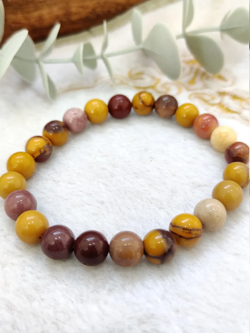 Mookite Jasper Stone Round Beaded Bracelet 8 MM Stretch Bracelet - Image 4