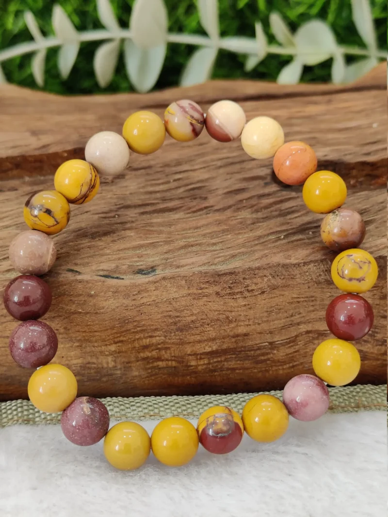 Mookite Jasper Stone Round Beaded Bracelet 8 MM Stretch Bracelet - Image 5