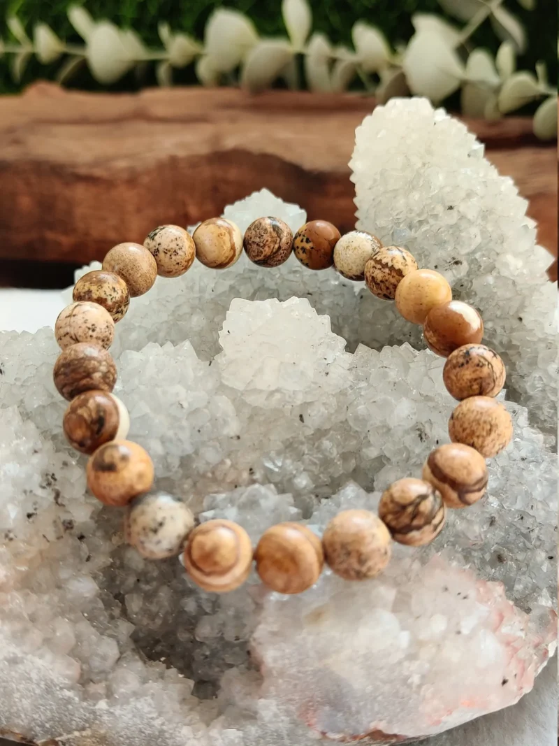 Picture Jasper Stone Round Beaded Bracelet 8 MM Stretch Bracelet - Image 3