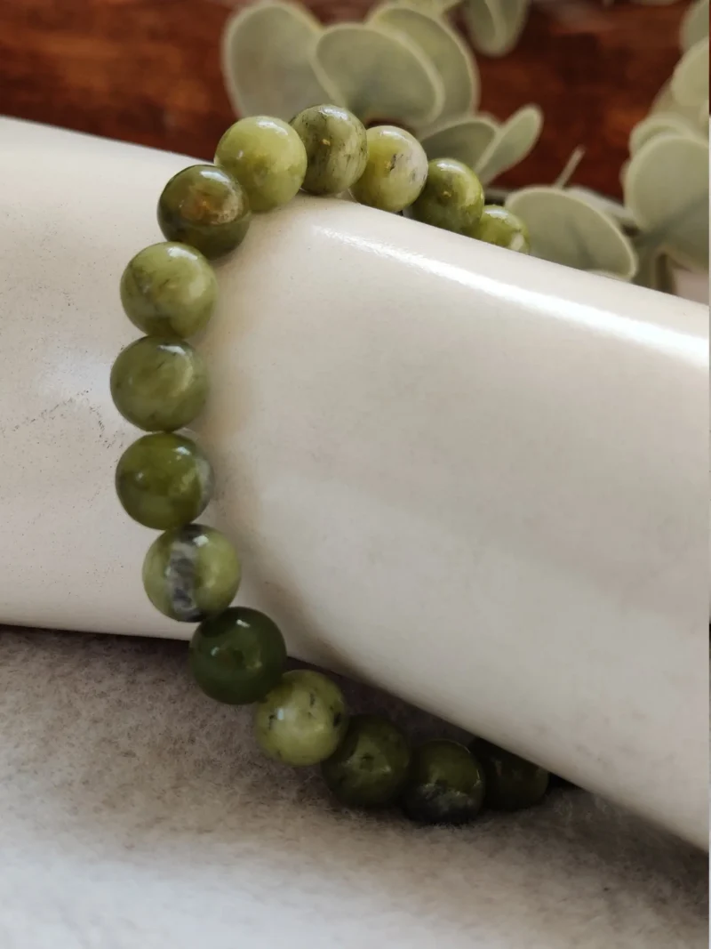 Green Healerite Stone Round Beaded Bracelet  8 MM  Stretch Bracelet - Image 2