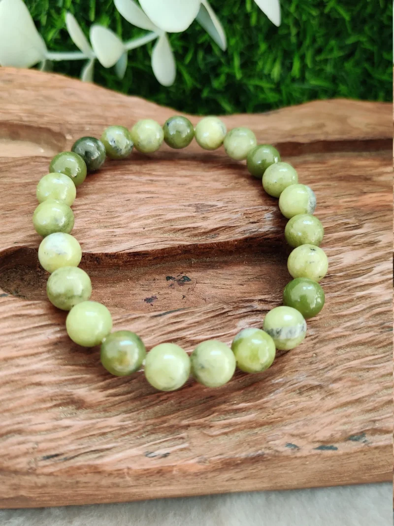 Green Healerite Stone Round Beaded Bracelet  8 MM  Stretch Bracelet