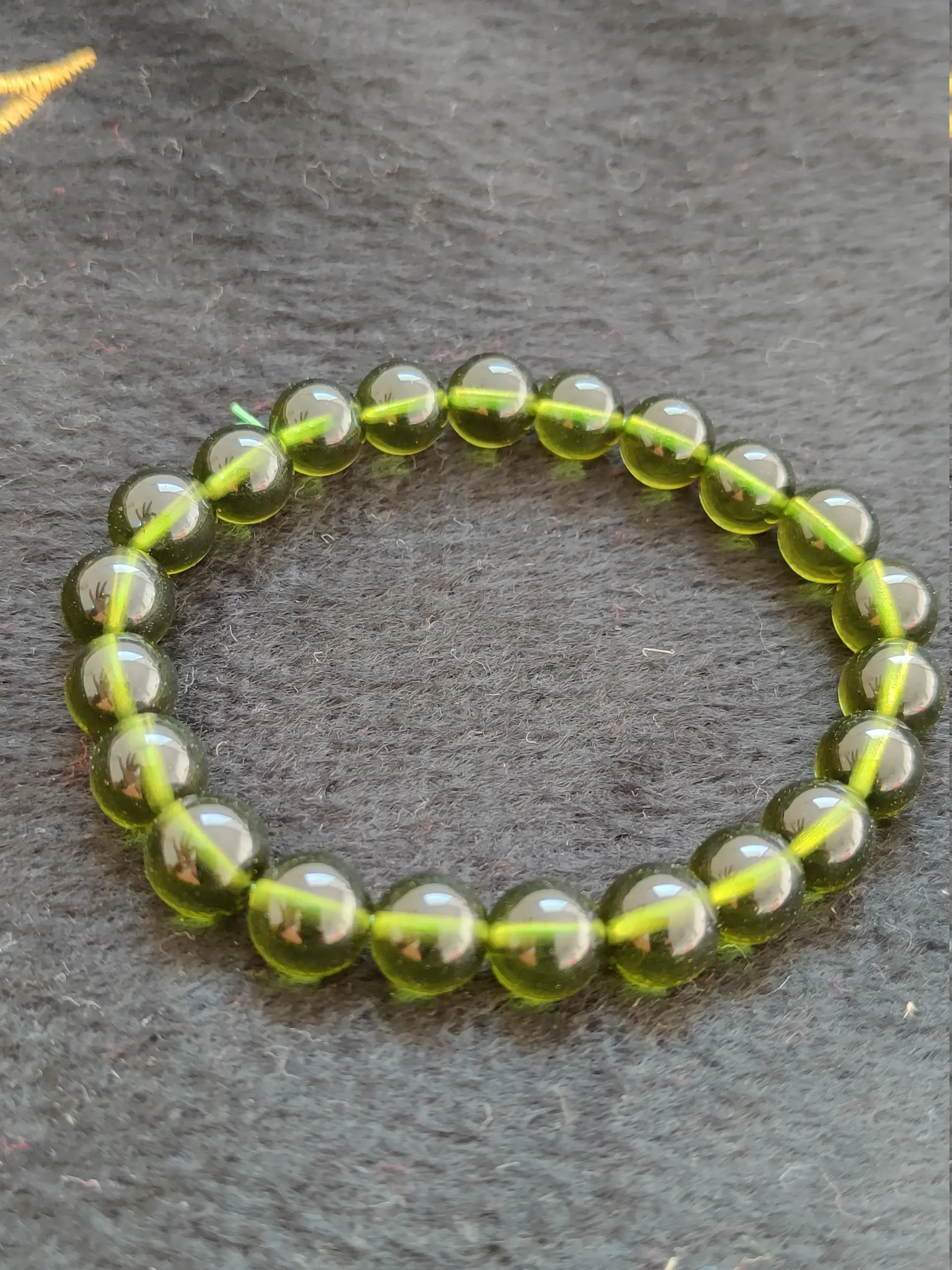 Moldava Moldavite Round Beaded Bracelet 8 MM Stretch Bracelet