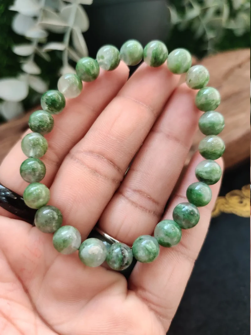 Epidote Stone Round Beaded Bracelet 8MM Stretch Bracelet - Image 2