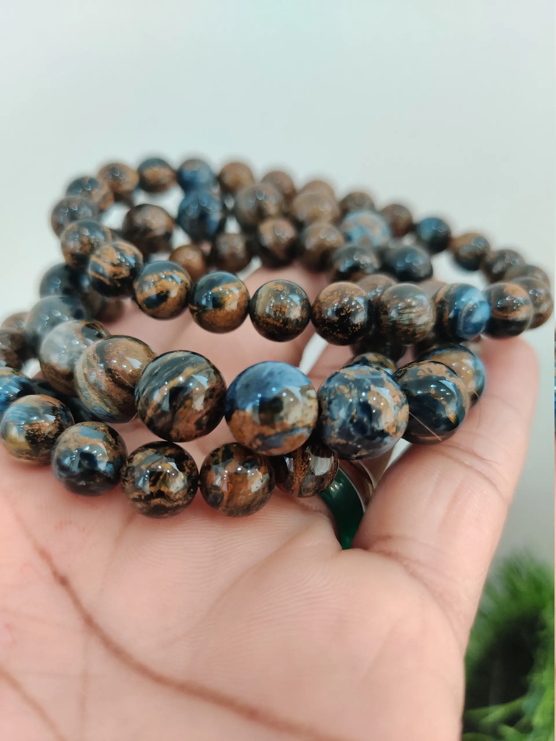 Pietersite Stone Round Beaded Bracelet 8MM Stretch Bracelet - Image 2