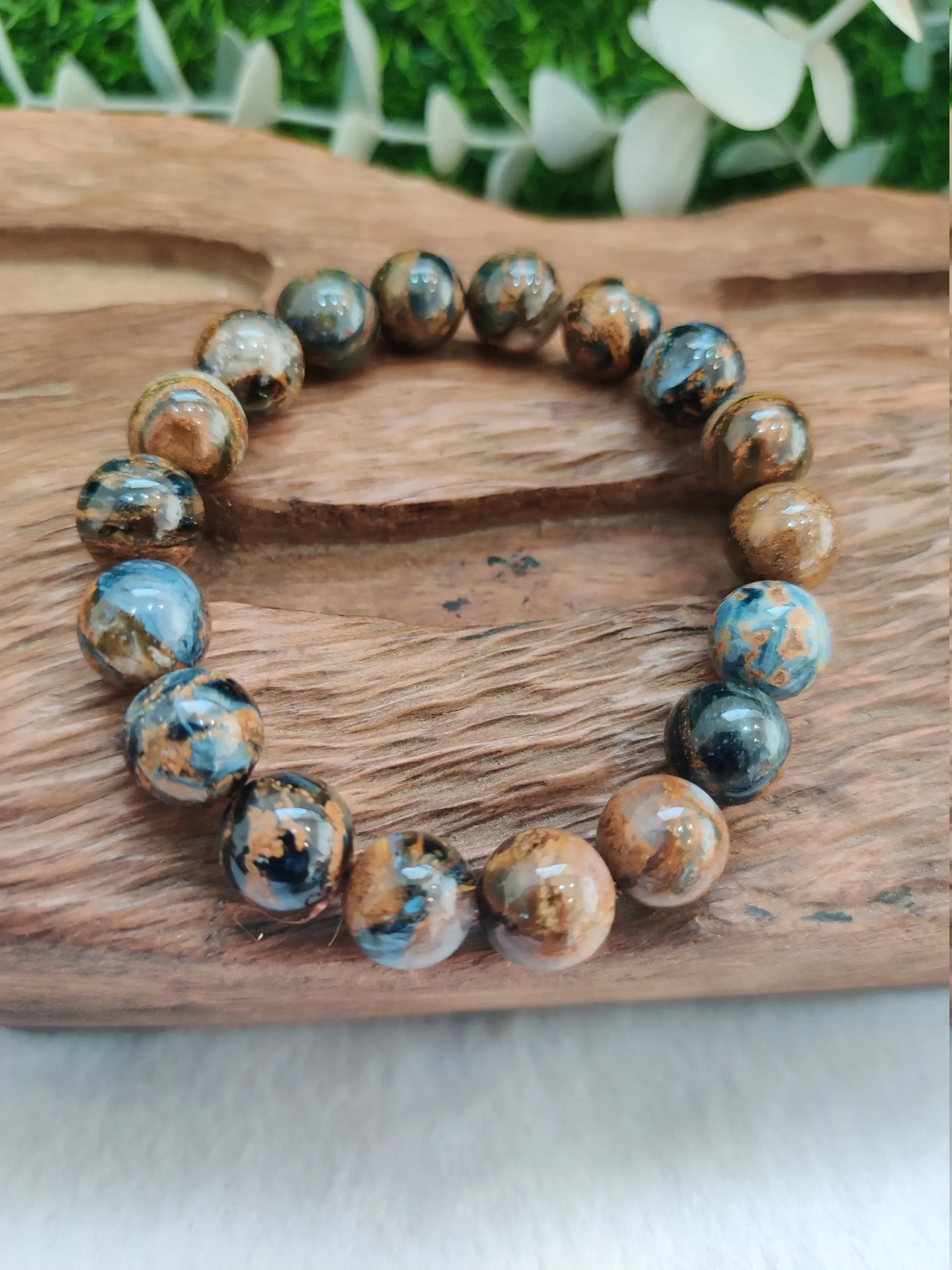 Pietersite Stone Round Beaded Bracelet 8MM Stretch Bracelet