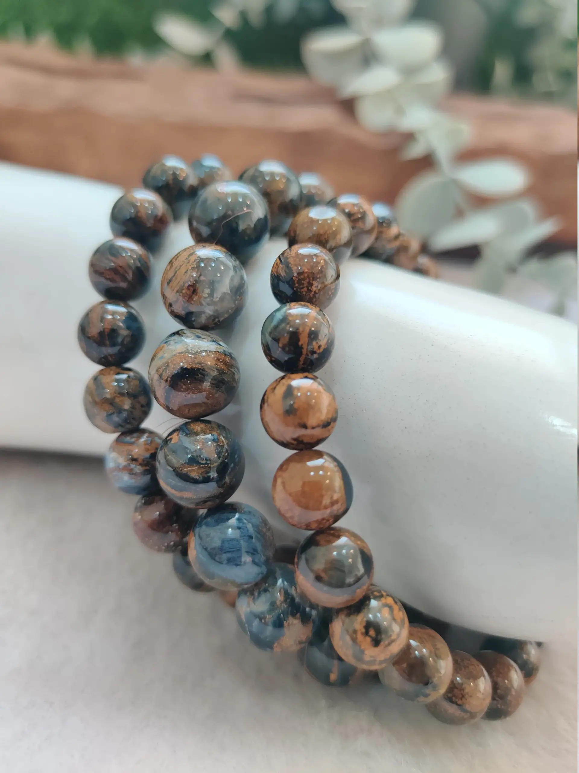 Pietersite Stone Round Beaded Bracelet 8MM Stretch Bracelet - Image 5