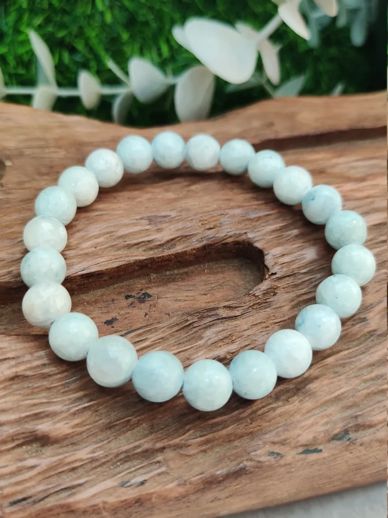 Blue Celestite Stone Round Beaded Bracelet Stretch Bracelet - Image 2