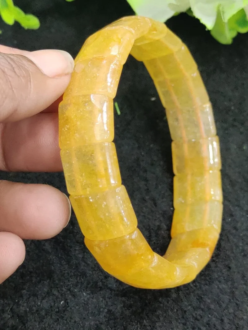 Citrine High Metaphysical Energy Stone Rectangle Beaded Bracelet 15 MM Stretch Bracelet - Image 4