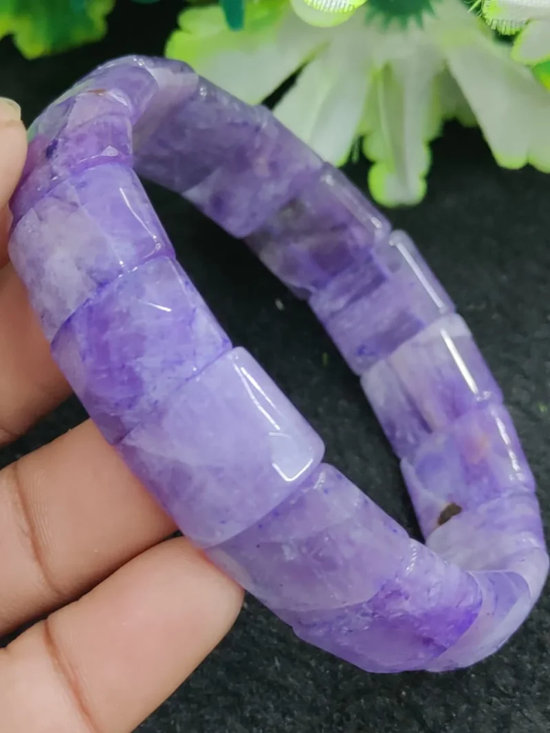 Amethyst Powerful Stone rectangle Beaded Bracelet 15 MM Stretch Bracelet - Image 3